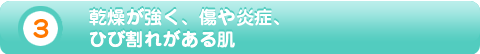 ３乾燥が強く、傷や炎症、ひび割れがある肌